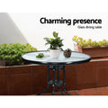 Gardeon 3PC Rattan Bistro Set Outdoor Patio Table Chairs Cushion