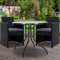 Gardeon 3PC Rattan Bistro Set Outdoor Furniture Table Chairs Cushion