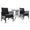 Gardeon 3PC Rattan Bistro Set Outdoor Table Chairs Cushion Patio