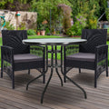 Gardeon 3PC Rattan Bistro Set Outdoor Table Chairs Cushion Patio