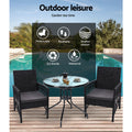 Gardeon 3PC Rattan Bistro Set Outdoor Table Chairs Cushion Patio
