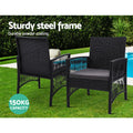 Gardeon 3PC Rattan Bistro Set Outdoor Table Chairs Cushion Patio