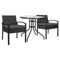 Gardeon 3PC Rattan Bistro Set Outdoor Table Chairs Cushion Patio