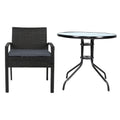 Gardeon 3PC Rattan Bistro Set Outdoor Table Chairs Cushion Patio