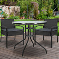Gardeon 3PC Rattan Bistro Set Outdoor Table Chairs Cushion Patio