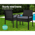Gardeon 3PC Rattan Bistro Set Outdoor Table Chairs Cushion Patio