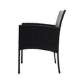Gardeon 3PC Rattan Bistro Set Outdoor Table Chairs Cushion