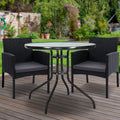 Gardeon 3PC Rattan Bistro Set Outdoor Table Chairs Cushion