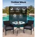Gardeon 3PC Rattan Bistro Set Outdoor Table Chairs Cushion