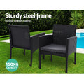 Gardeon 3PC Rattan Bistro Set Outdoor Table Chairs Cushion
