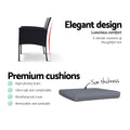 Gardeon 3PC Rattan Bistro Set Outdoor Table Chairs Cushion