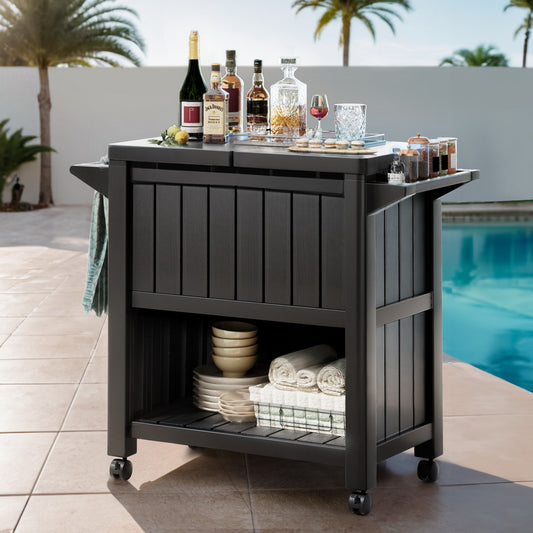 Gardeon 80L Outdoor Storage Cabinet Ice Bucket Cooler Trolley