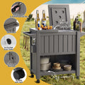 Gardeon Outdoor Storage Cabinet Box 80L Ice Bucket Cooler Rolling Serving Cart Kitchen Trolley Brown