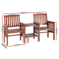 Gardeon Outdoor Garden Bench Loveseat Wooden Patio Furniture Brown