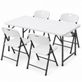 Gardeon 5PCS Outdoor Dining Set 120CM Folding Table and Chairs Patio Furniture White