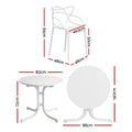 Gardeon 5PCS Outdoor Dining Set Table and Chairs Garden Patio Furniture Entwine White