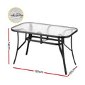 Gardeon 120cm Outdoor Dining Table Black Steel Parasol Hole