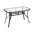 Gardeon 120cm Outdoor Dining Table Black Steel Parasol Hole