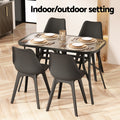 Gardeon 120cm Outdoor Dining Table Black Steel Parasol Hole