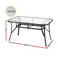 Gardeon 140cm Outdoor Dining Table Steel Black Parasol Hole
