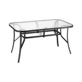 Gardeon 140cm Outdoor Dining Table Steel Black Parasol Hole