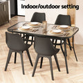 Gardeon 140cm Outdoor Dining Table Steel Black Parasol Hole