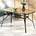 Gardeon 140cm Outdoor Dining Table Steel Black Parasol Hole