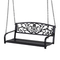 Gardeon 2 Seater Patio Swing Chair Black Floral Backrest Outdoor
