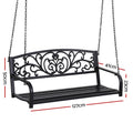 Gardeon 2 Seater Patio Swing Chair Black Floral Backrest Outdoor