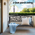 Gardeon 2 Seater Patio Swing Chair Black Floral Backrest Outdoor