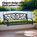 Gardeon 2 Seater Patio Swing Chair Black Floral Backrest Outdoor