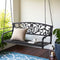 Gardeon 2 Seater Patio Swing Chair Black Floral Backrest Outdoor