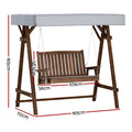 Gardeon 2 Seater Wooden Swing Chair Bench Canopy Charcoal