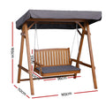 Gardeon 2 Seater Swing Chair Wooden Garden Bench Canopy Outdoor