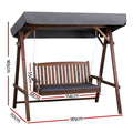 Gardeon 3 Seater Wooden Swing Chair Canopy Garden Bench Outdoor