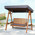 Gardeon 3 Seater Wooden Swing Chair Bench Canopy Cushion Teak