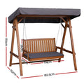 Gardeon 3 Seater Wooden Swing Chair Bench Canopy Cushion Teak