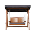 Gardeon 3 Seater Wooden Swing Chair Bench Canopy Cushion Teak