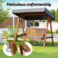 Gardeon 3 Seater Wooden Swing Chair Bench Canopy Cushion Teak