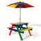 Keezi Kids Wooden Picnic Table Set Umbrella