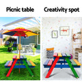 Keezi Kids Wooden Picnic Table Set Umbrella