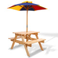 Keezi Kids Wooden Picnic Table Set Umbrella