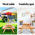Keezi Kids Wooden Picnic Table Set Umbrella