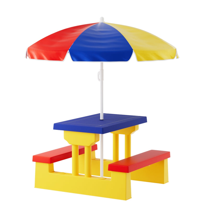 Keezi Kids Picnic Table Chairs Bench Umbrella Set Indoor Outdoor