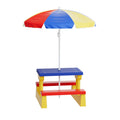 Keezi Kids Picnic Table Chairs Bench Umbrella Set Indoor Outdoor