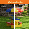Keezi Kids Picnic Table Chairs Bench Umbrella Set Indoor Outdoor