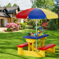 Keezi Kids Picnic Table Chairs Bench Umbrella Set Indoor Outdoor
