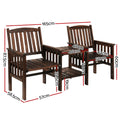 Gardeon Outdoor Wooden Loveseat Bench Garden Patio Furniture Charcoal