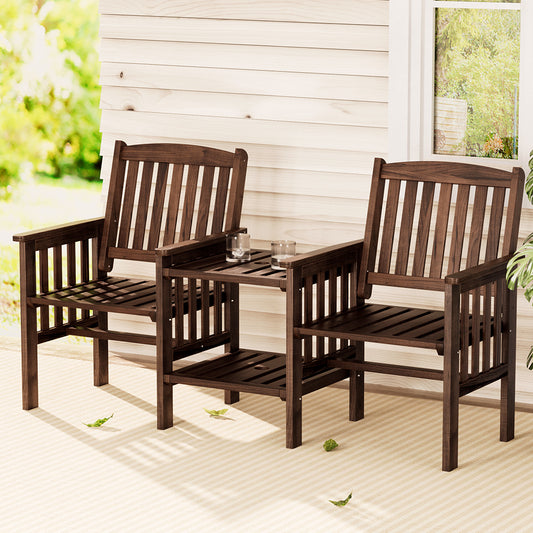 Gardeon Outdoor Wooden Loveseat Bench Garden Patio Furniture Charcoal