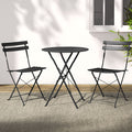 Gardeon 3PC Outdoor Bistro Set Steel Table Chairs Black Patio